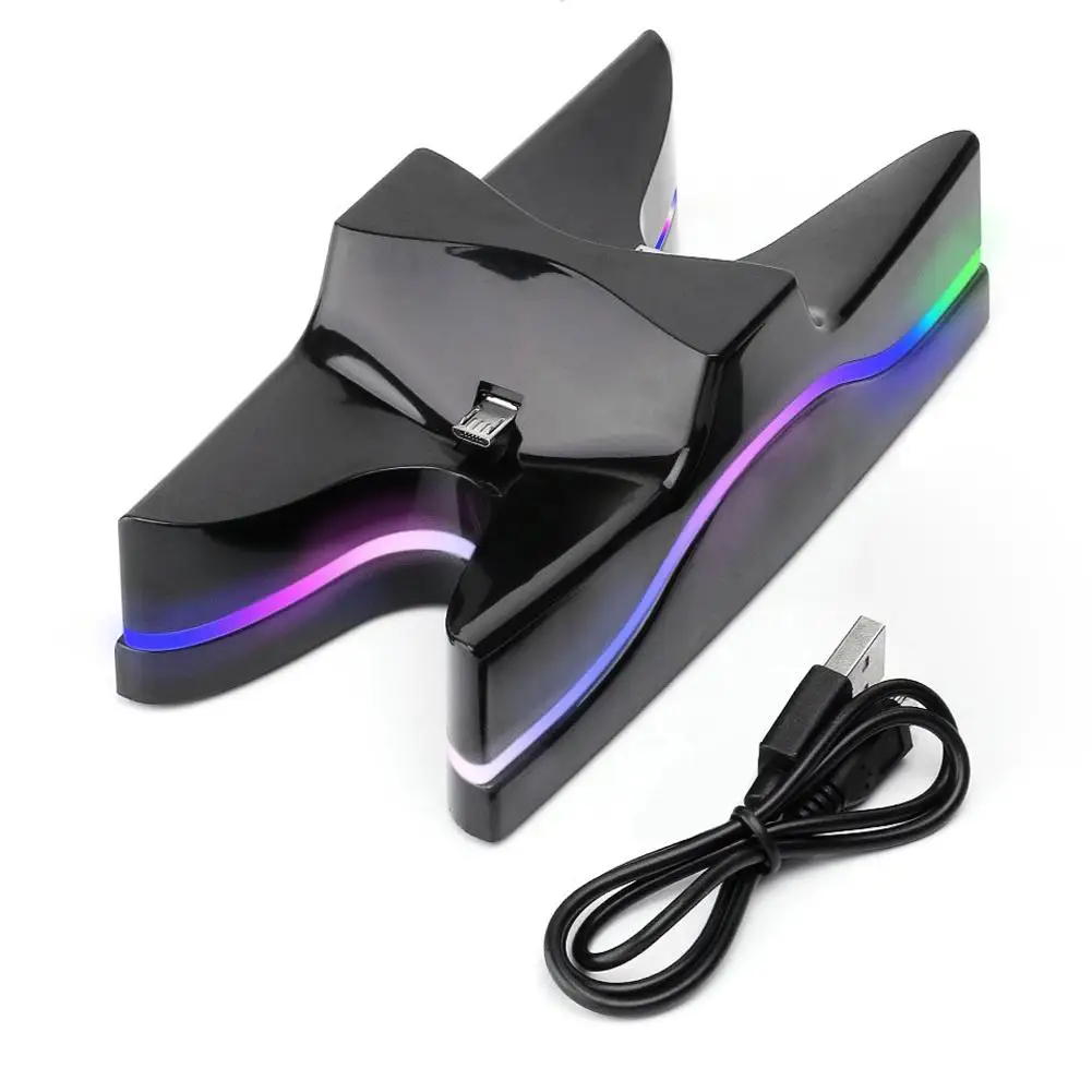 

For PS4 Controller Dual USB Charging Dock DC 5V Colorful LED Charger Stand Fast Charging Station for PlayStation 4 Controller