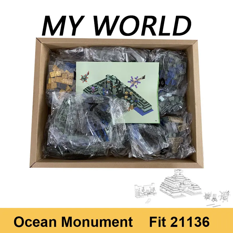 

1151pcs My World Blocks The Ocean Monument Sea Temple Steve Figures Building Blocks Toys Bricks Toys For Children Gifts 21136