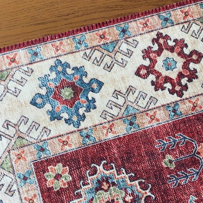 

Retro American Printed Rug Short Plush Carpets Home Office Decor Non-slip Rugs Classical Print Square Large Carpet Bedroom Decor
