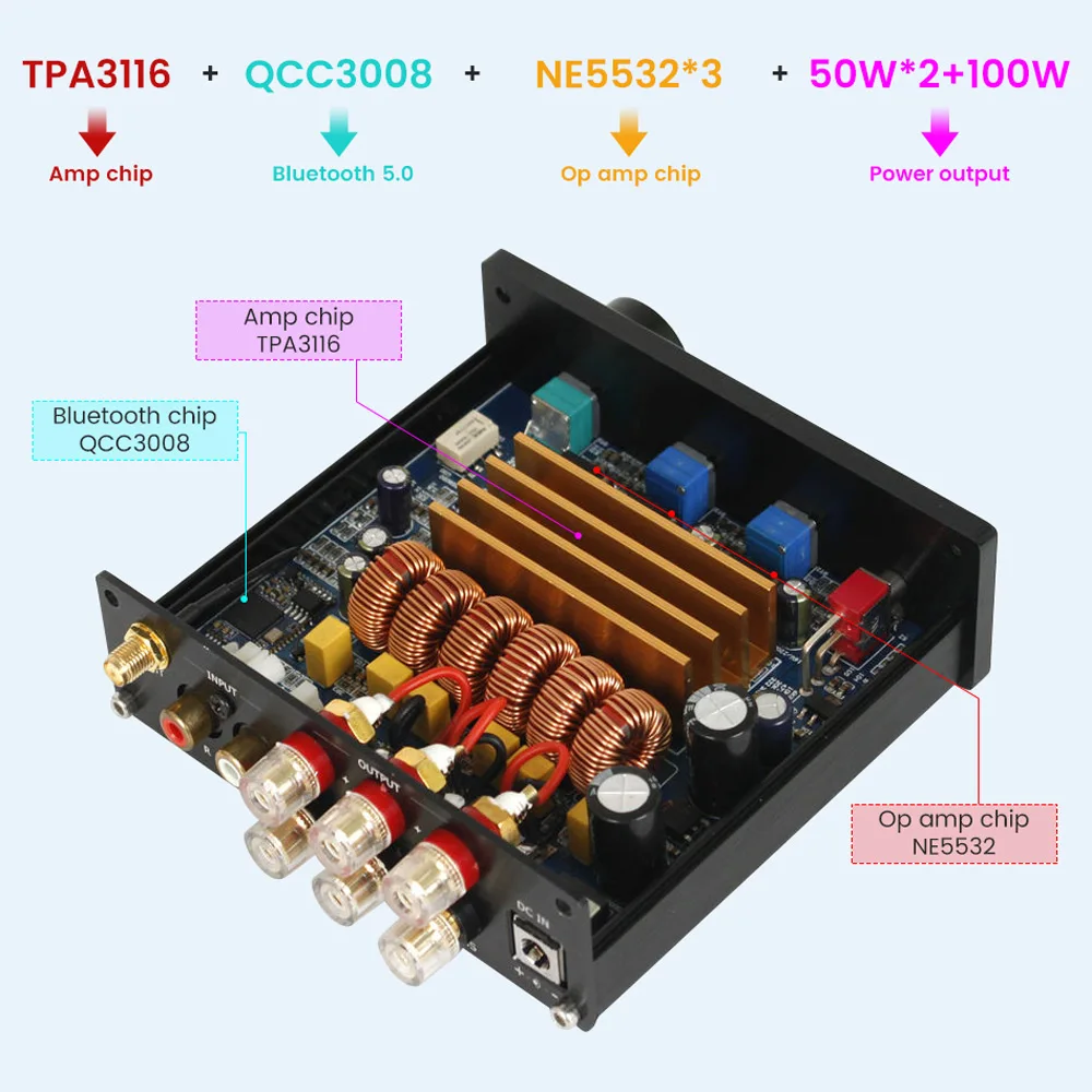AIYIMA TPA3116 усилитель мощности APTX QCC3008 Bluetooth 5 0 звука класса D 2 1 канальный сабвуфер 50Wx2