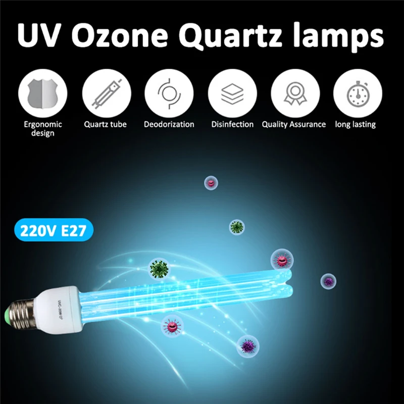 E27 UVC ультрафиолетового излучения UV светильник лампочка лампы дезинфекции озоном
