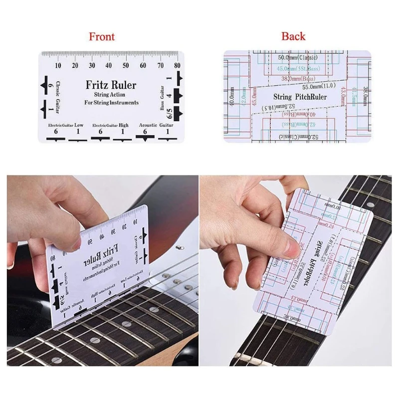 

Notched Straight-edge Guitar Lubricator Tool, String Action Ruler N1HA