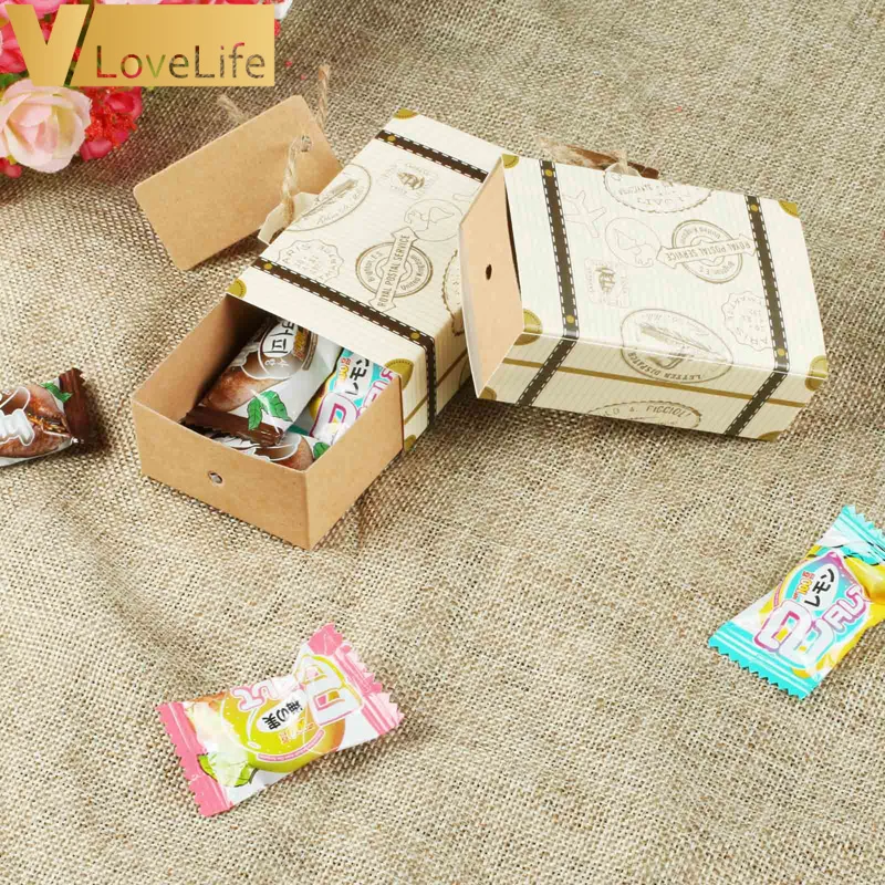 50 шт. свадебные сувениры и подарочные коробки мини-чемодан конфетная коробка для