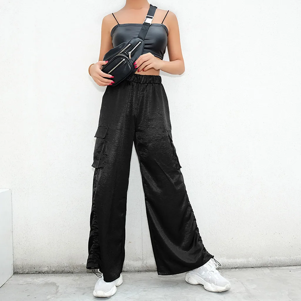 

Women's casual pants Women Solid Gothic Punkt Casual Loose Elastic Trousers Pockets Full Pants Y725