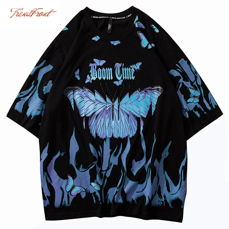 Футболка мужская с коротким рукавом хлопок уличная одежда в стиле хип-хоп синим