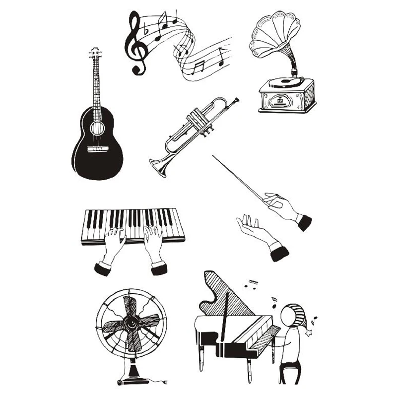 

musical instrument stamps scrapbooking rubber stamps piano guitar music stamps