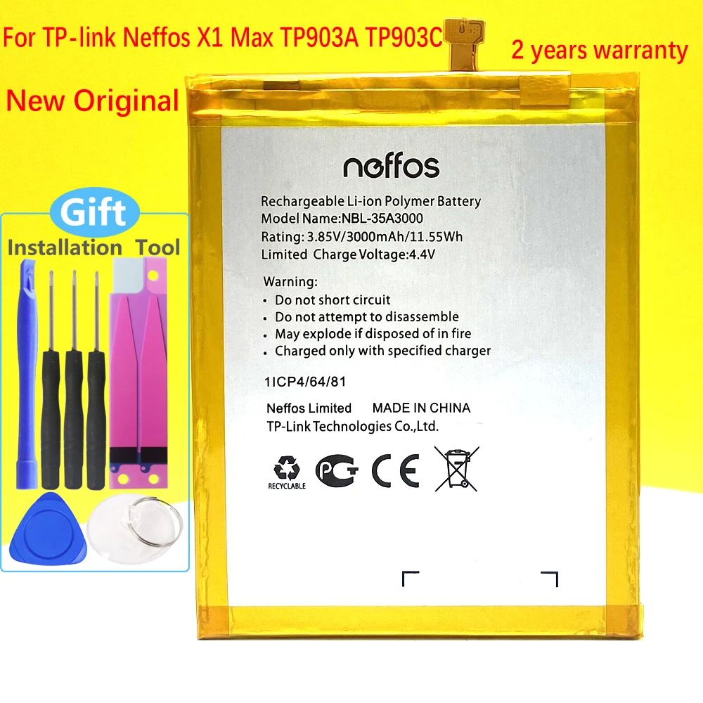 

3000mAh NBL-35A3000 Battery For TP-link Neffos X1 Max TP903A TP903C Mobile Phone NEW Original 2400mAh Battery In Stock
