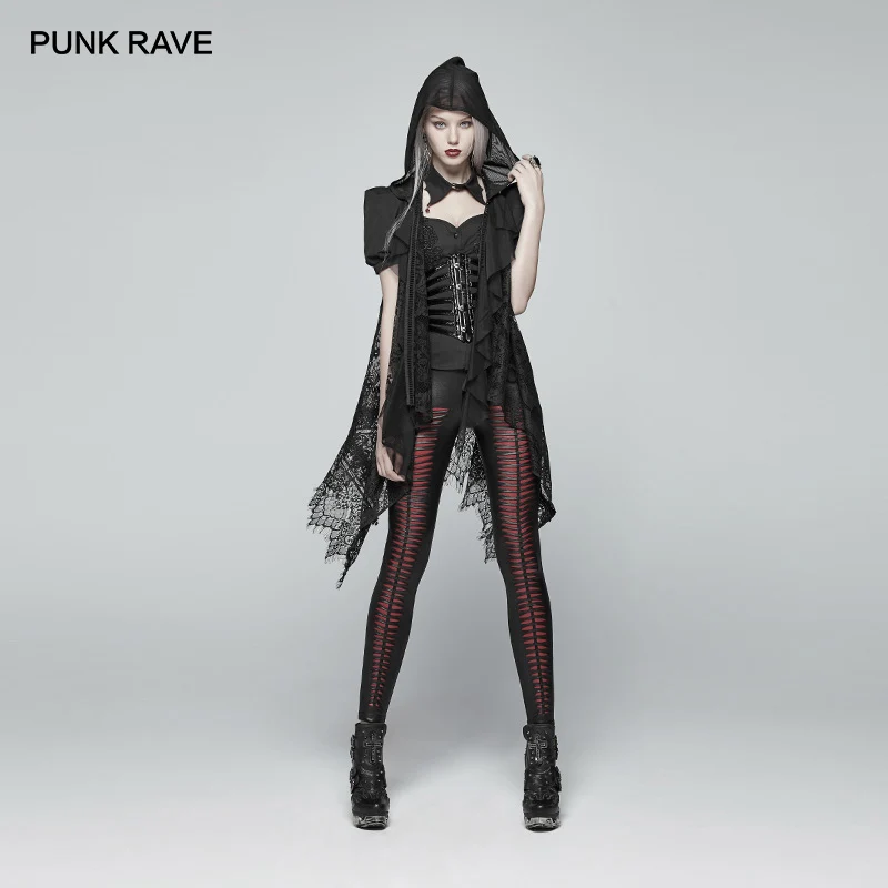 Женский Повседневный прозрачный жилет в стиле панк черный свободный шифоновый с