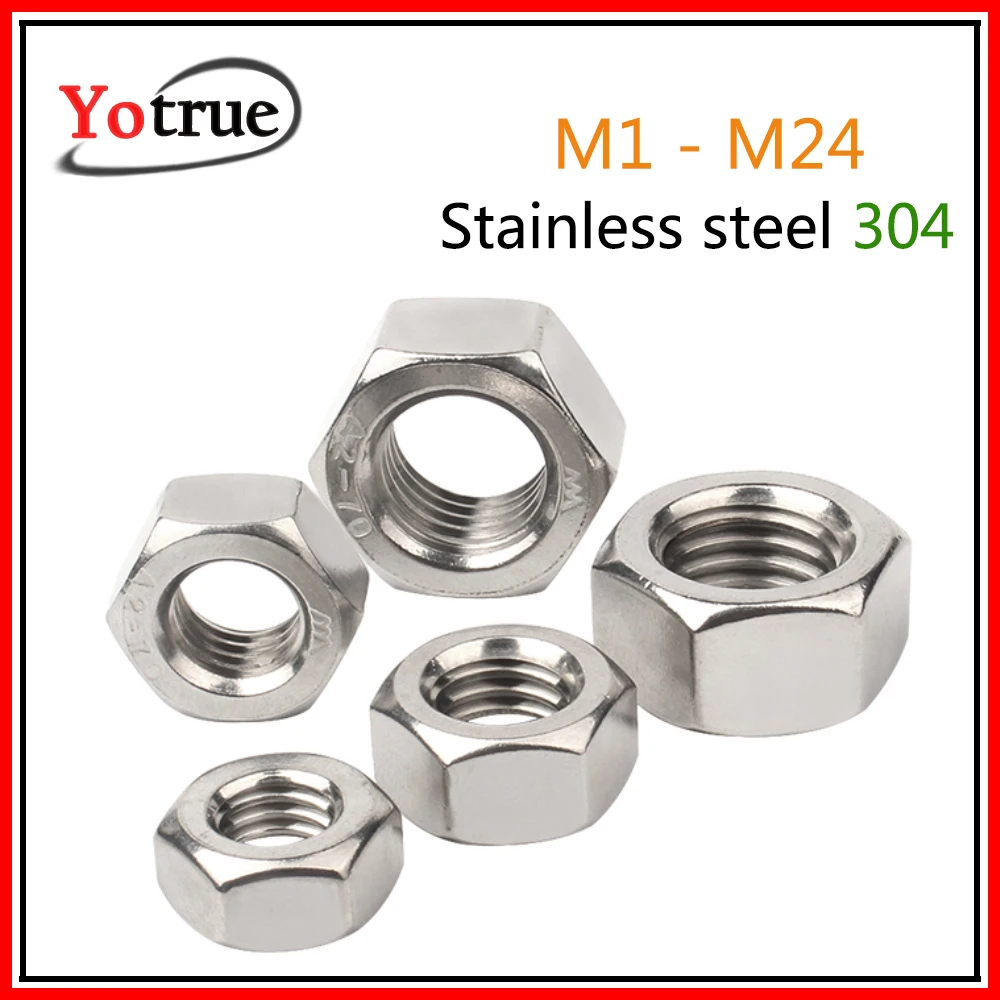 5 100 шт./лот M1/M1.2/M1.4/M1.6/M2/M2.5/M3/M3.5/M4/M5/M6/M8 M24 Шестигранная гайка из нержавеющей стали