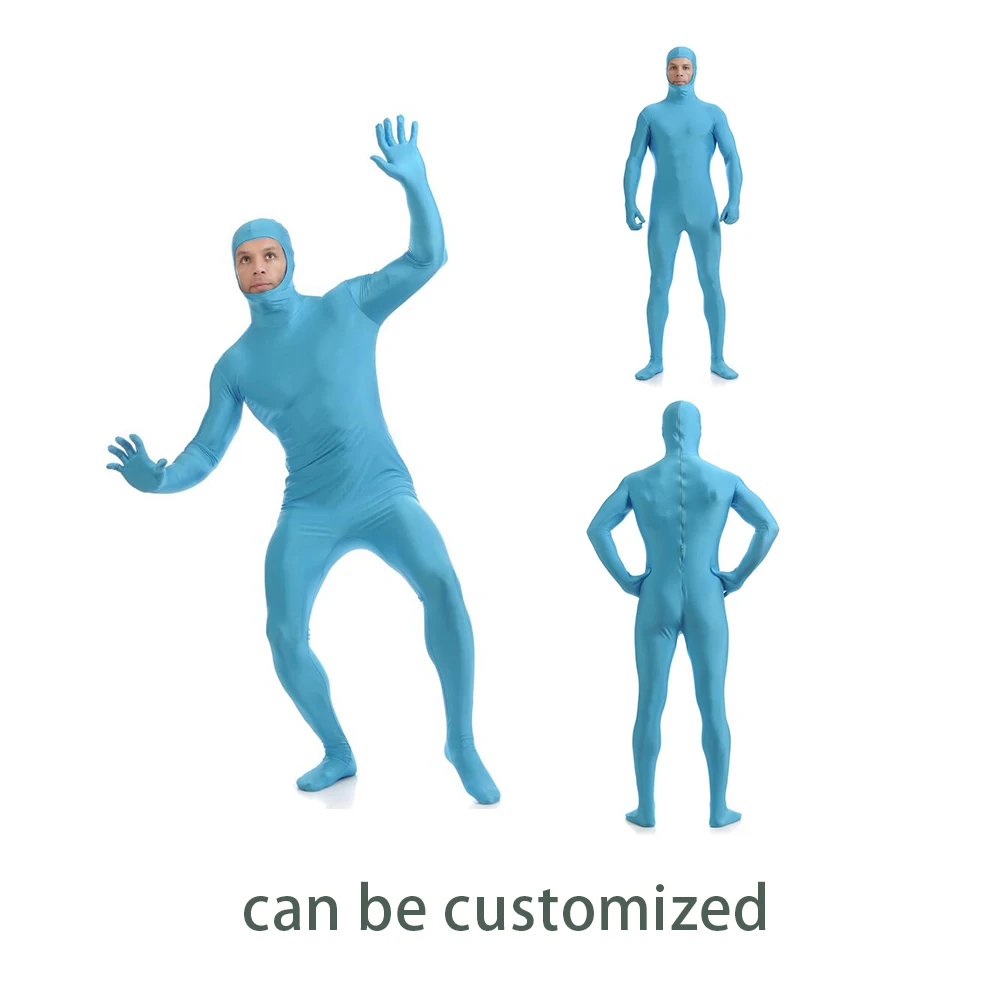 Костюмы зентай костюм с открытым лицом кожи Комбинезон на Хэллоуин взрослый