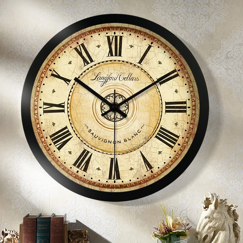 Simple Silent Wall Clock Vintage Nordic Design Roman Numerals Wall Clock Round Wooden Relojes De Pared Home Supplies DE50ZB