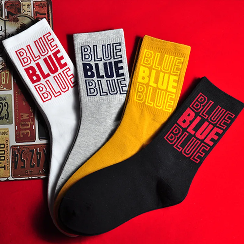 Синие носки до середины голени для взрослых с вырезами тени уникальные