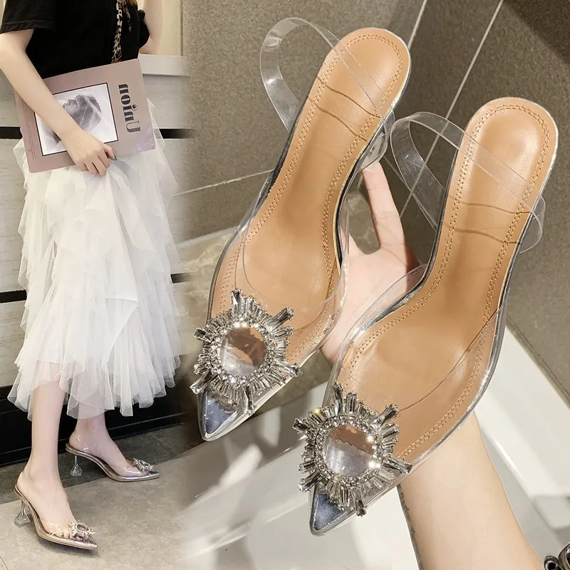 Новинка Летние прозрачные сандалии из пвх Женские туфли на высоком каблуке