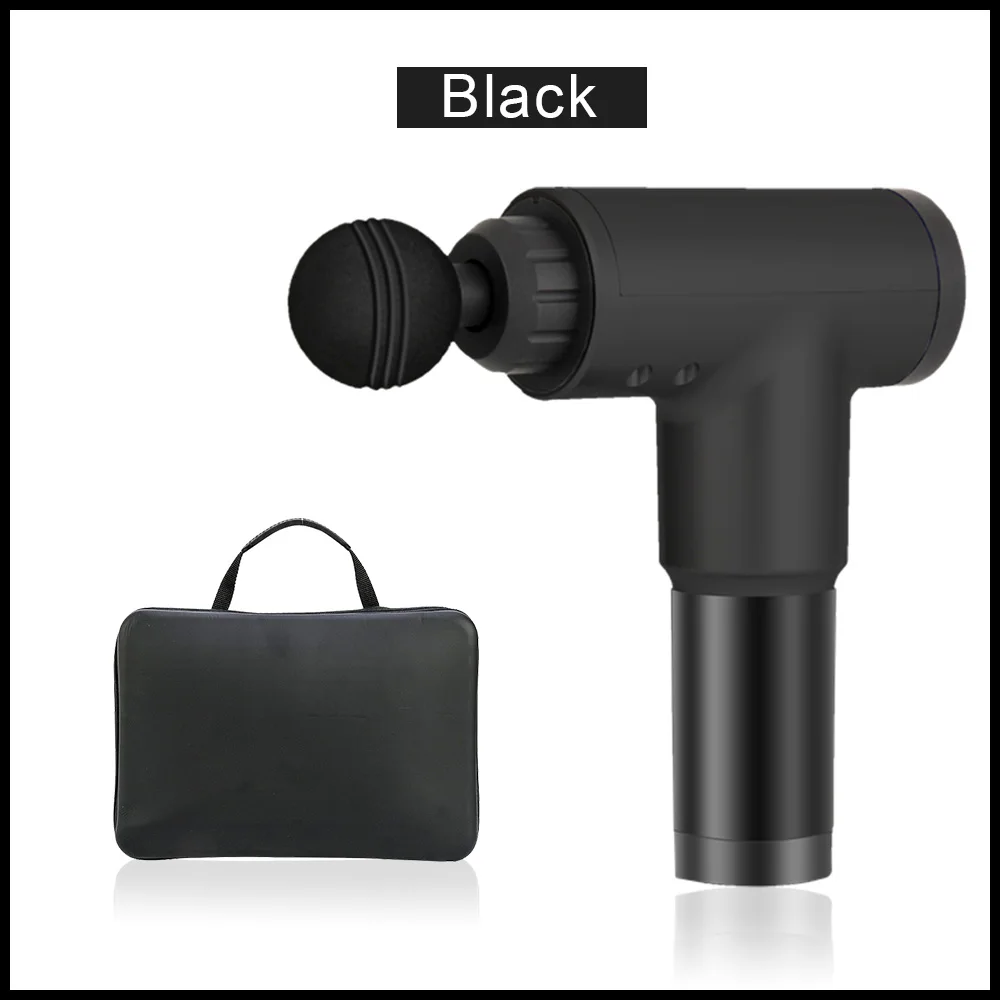 Black with bag Высокомощный массажный пистолет для мышц, высокоскоростной Вибрационный массажер, пистолет для использования после фитнеса, разлагается молочная кислота, облегчается боль, расслабляет тело - Цвет: Black with bag