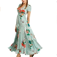 floral printed boho maxi dress women summer bohemian long dress v neck big swing plus size short sleeve holiday beach vestidos