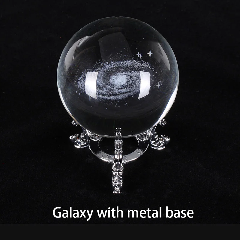 metal base galaxy 6 см с 3D гравировкой Галактическая солнечная система хрустальный светильник Ночной светильник светящийся крафт стеклянный круглый шар домашний офисный Настольный Декор лампа подарок - Испускаемый цвет: metal base galaxy