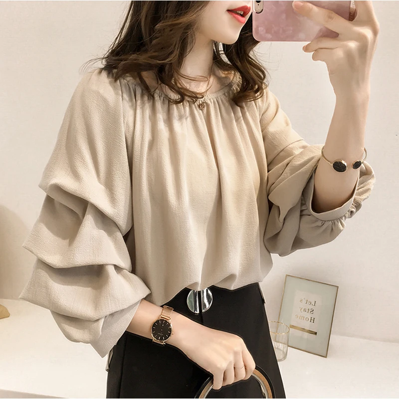 Новая шифоновая блузка большого размера для женщин 2020 Весна и лето с вырезом