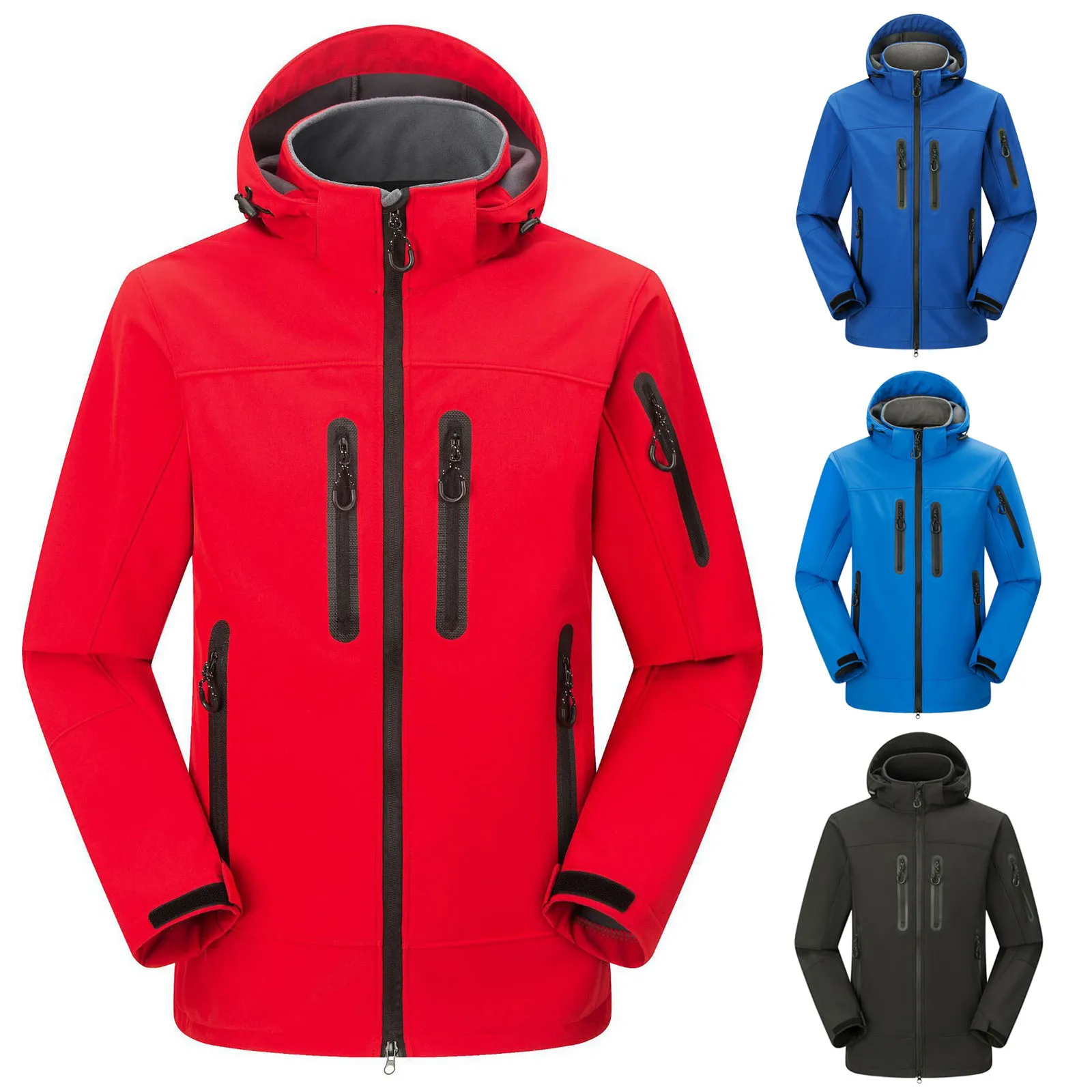 Женская спортивная куртка однотонная ветрозащитная водонепроницаемая большого