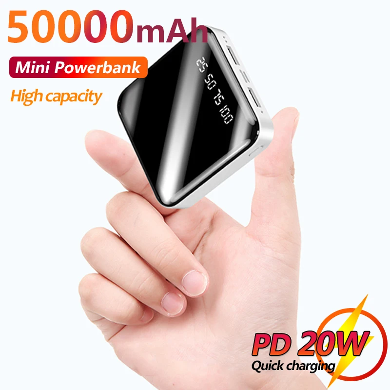 

50000mAh Mini Power Bank Dual USB Jane Pocket Large Capacity External Battery Portable Charger Fast Charger for IPhone Xiaomi