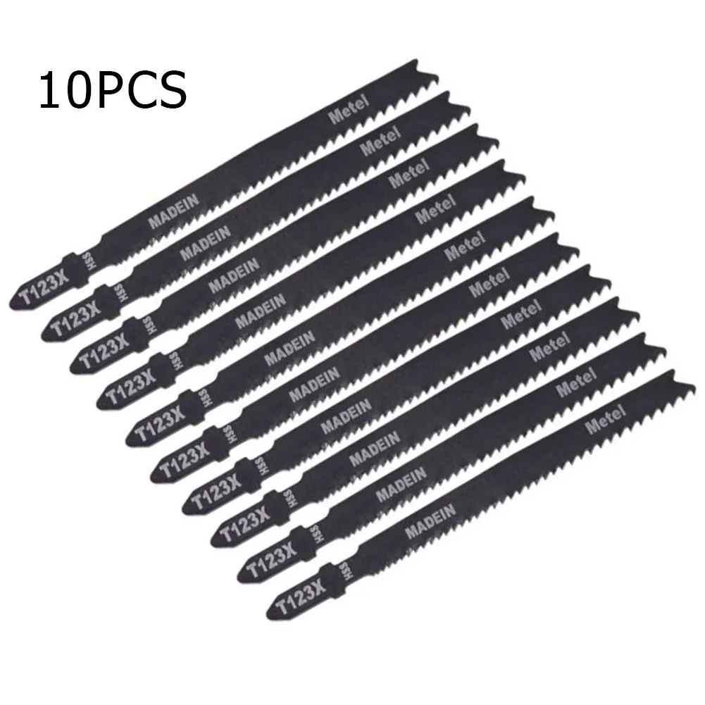 

10pcs T123X 4 Inch High Carbon Steel T-Shank Jigsaw Blades Set For Metal Cutting Wood Cutting High Hardness Durable Fast Ship