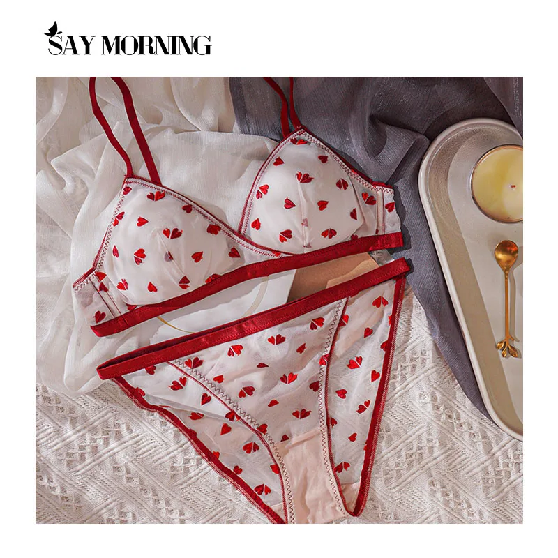 Комплект женского нижнего белья SAY MORNING бюстгальтер с вышивкой в виде сердца без