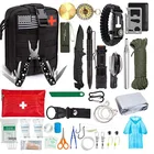 Набор для выживания в чрезвычайных ситуациях, 47 предметов, аптечка первой помощи SOS, тактические инструменты, нож для фонарика с сумкой Molle для кемпинга