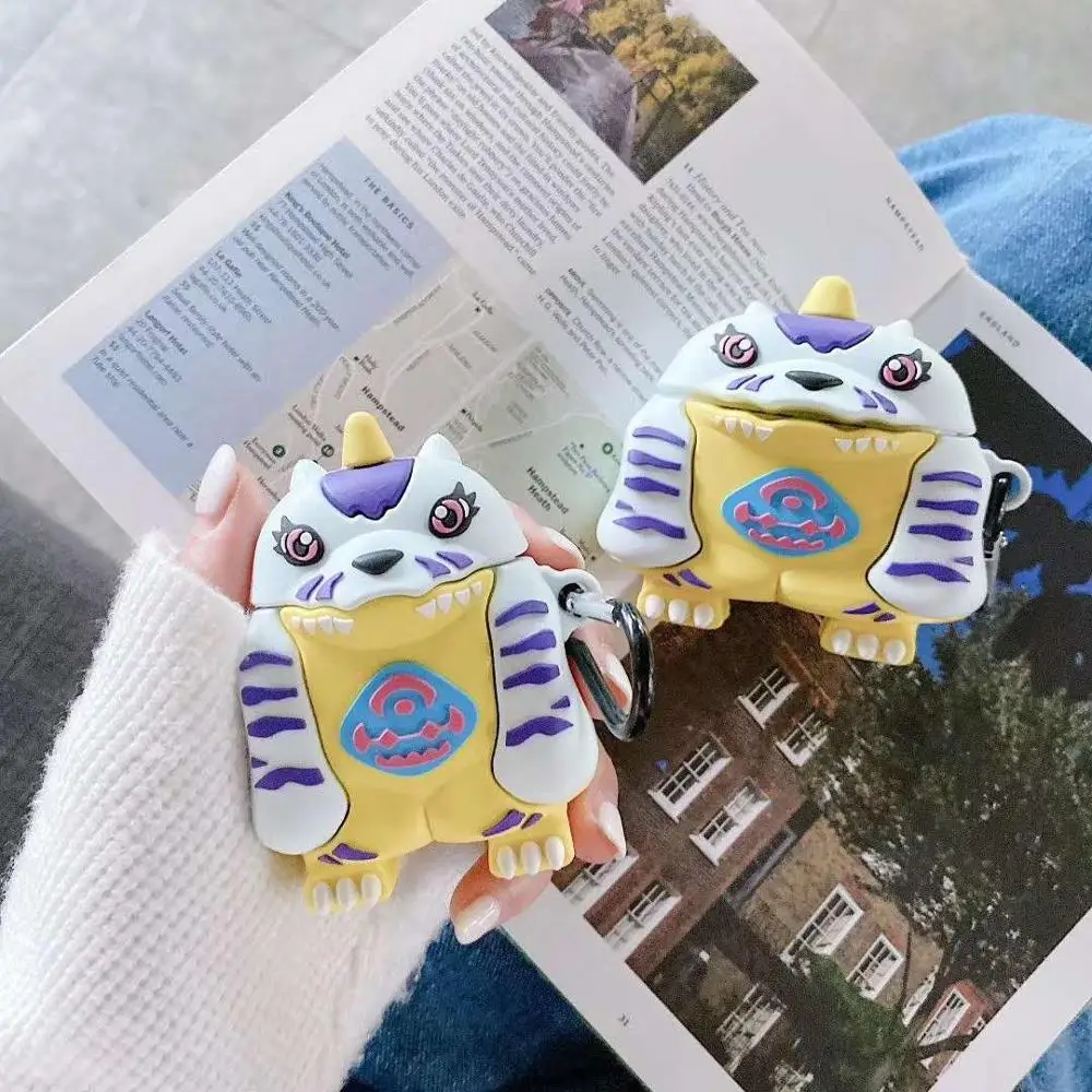 Мультяшный аниме Digimon Gabumon 3D чехол для AirPods 1 2 pro зарядная коробка силиконовый