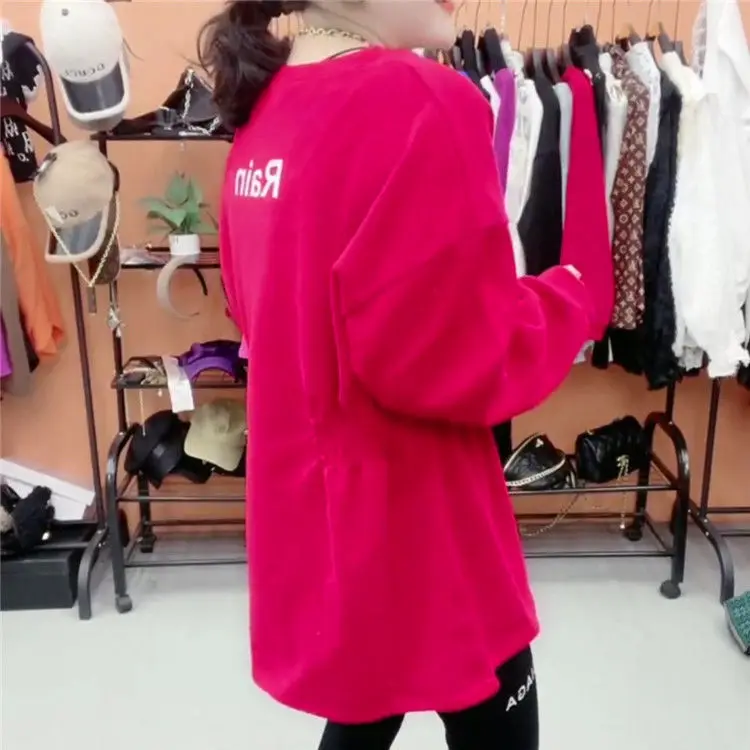 

2021 Winter Women Casual White Detailed Waist Design A-Line Slimming Fleece Thick Warm Long Sleeve Sweatshirt Dress