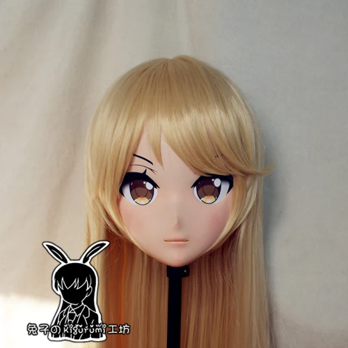 

(Rabbit 93) Resin Cross dress Pretty Girl Head BID Doll Mask Japanese Anime Kigurumi Mask Cosplay with Wig