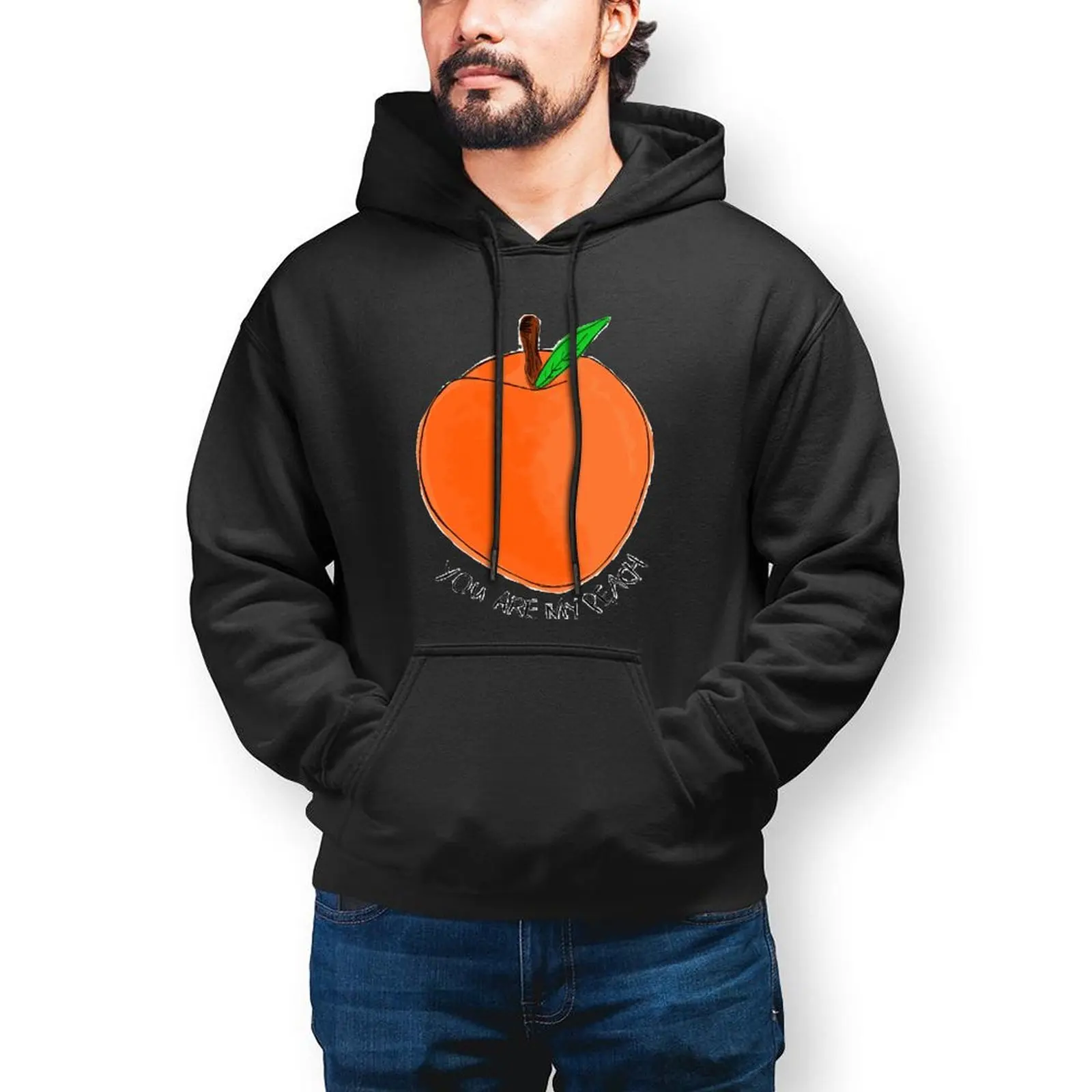

Peach Hoodie Streetwear Autumn Hoodies Fashion Long Cotton Pullover Hoodie Men Big
