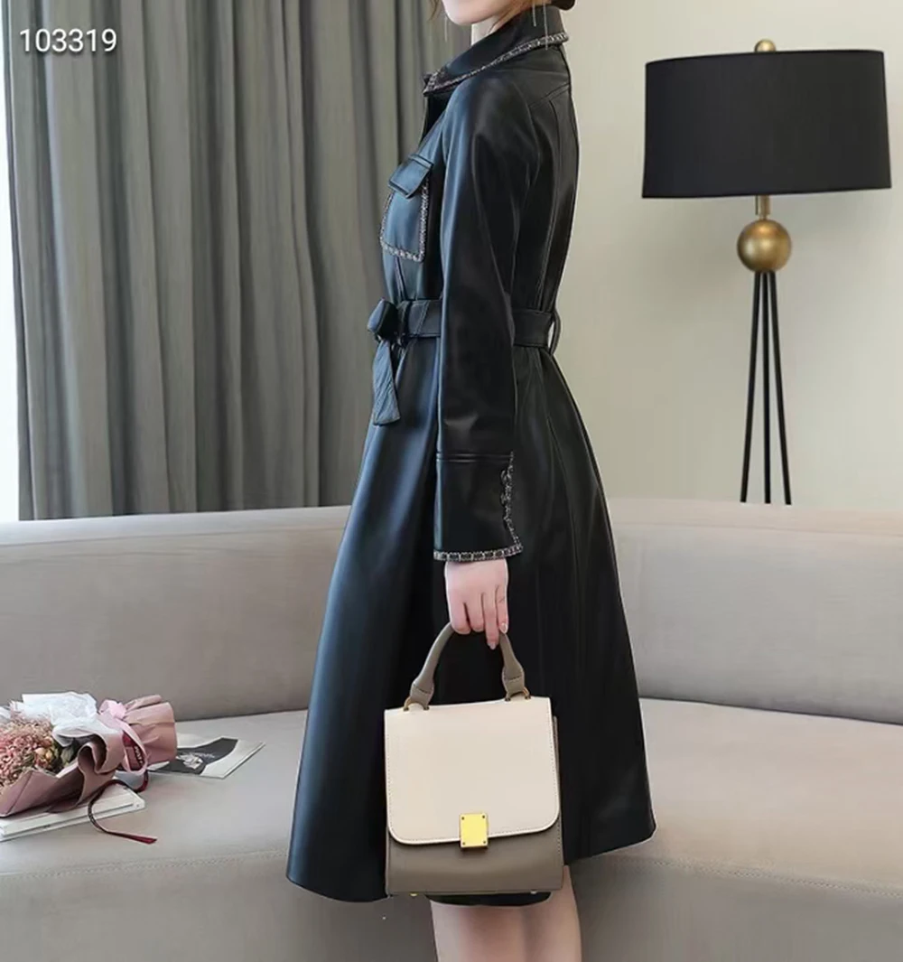 SALE Women's Winter Real Sheepskin Coat Natural Leather Down Jacket Female Coats F0011 Black S-XL Fast Shipping