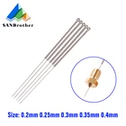 10 шт., иглы из нержавеющей стали для чистки сверл, 0,2 мм, 0,25 мм, 0,3 мм, 0,35 мм, 0,4 мм