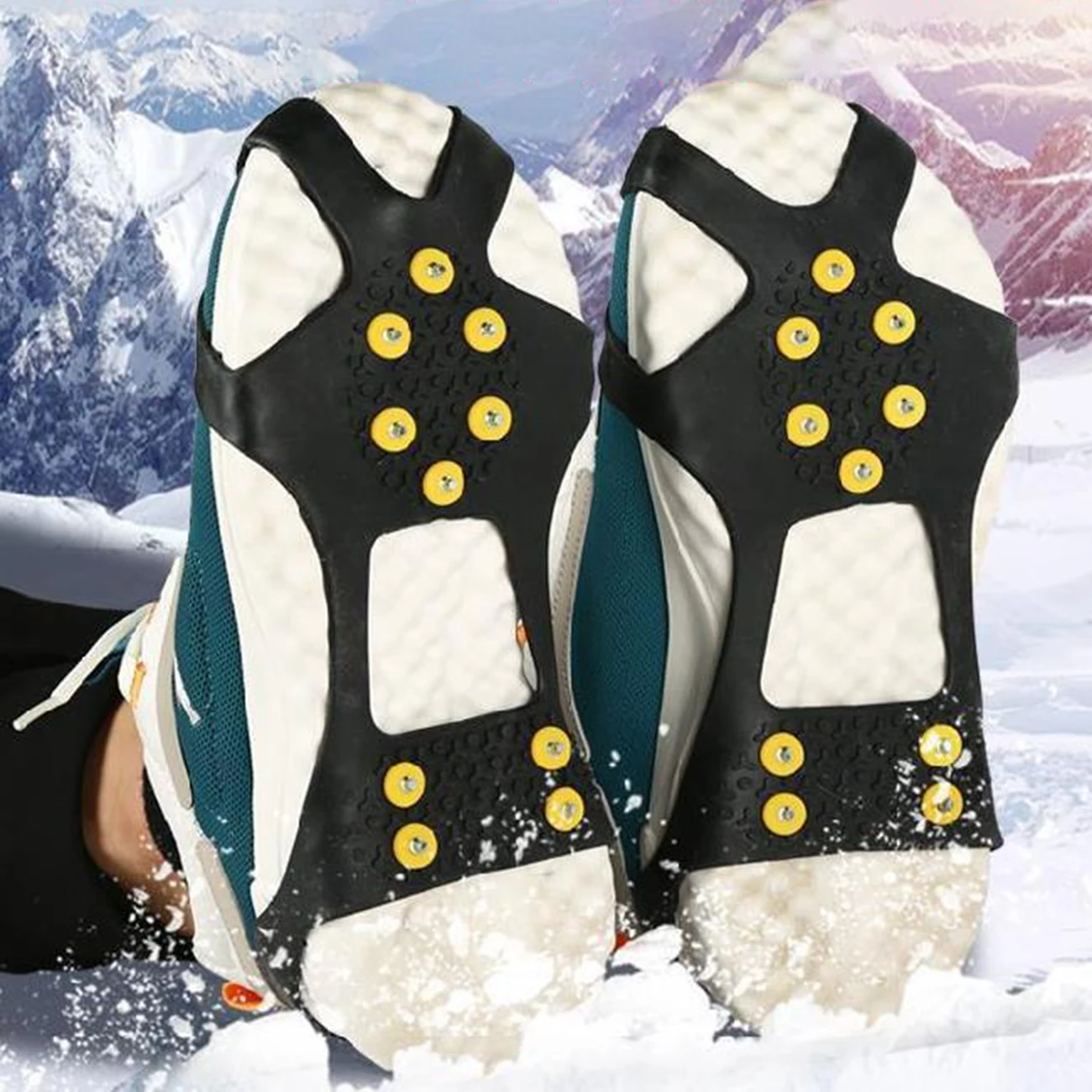 

10 Tooth Crampon Non Slip Shoe Cover Climbing Shoe Studs Ice Gripper Antiskid Snow Shoes Cleat For Fishing Stainless Steel Nails