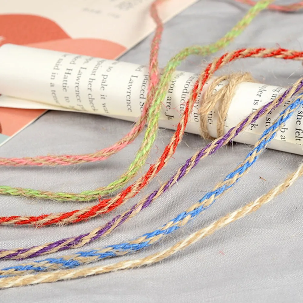 6 цветов 100 м натуральная полотняная лента джутовая веревка нить DIY ремесла