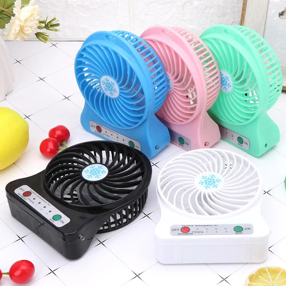 

Portable Outdoor LED Light Fan Air Cooler Mini Desk USB Fan With 18650 Battery