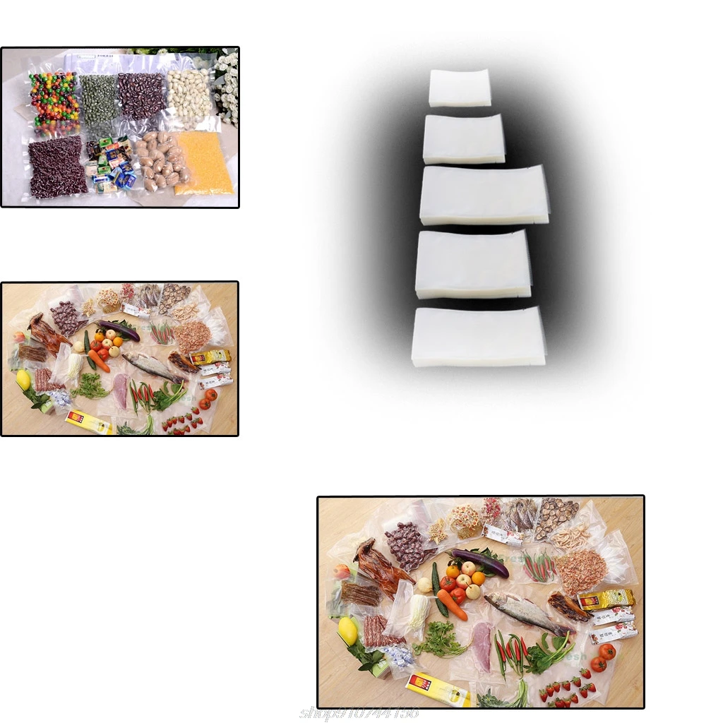 

100Pcs Food Vacuum Bag Storage Sealer Space Packing Commercial Food Saver 5 Size N14 20 Dropshipping