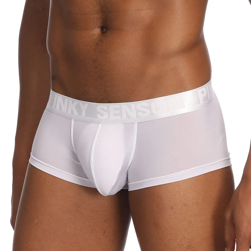 S19BB-White IYUNYI, мужское нижнее белье, боксеры, шорты, u-образный выпуклый мешочек, ледяной шелк, мягкие сексуальные мужские трусы-боксеры, homme Cuecas, мужские трусы - Цвет: S19BB-White