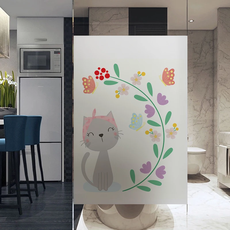 Мультяшная матовая оконная пленка витражная переводная виниловая стеклянная