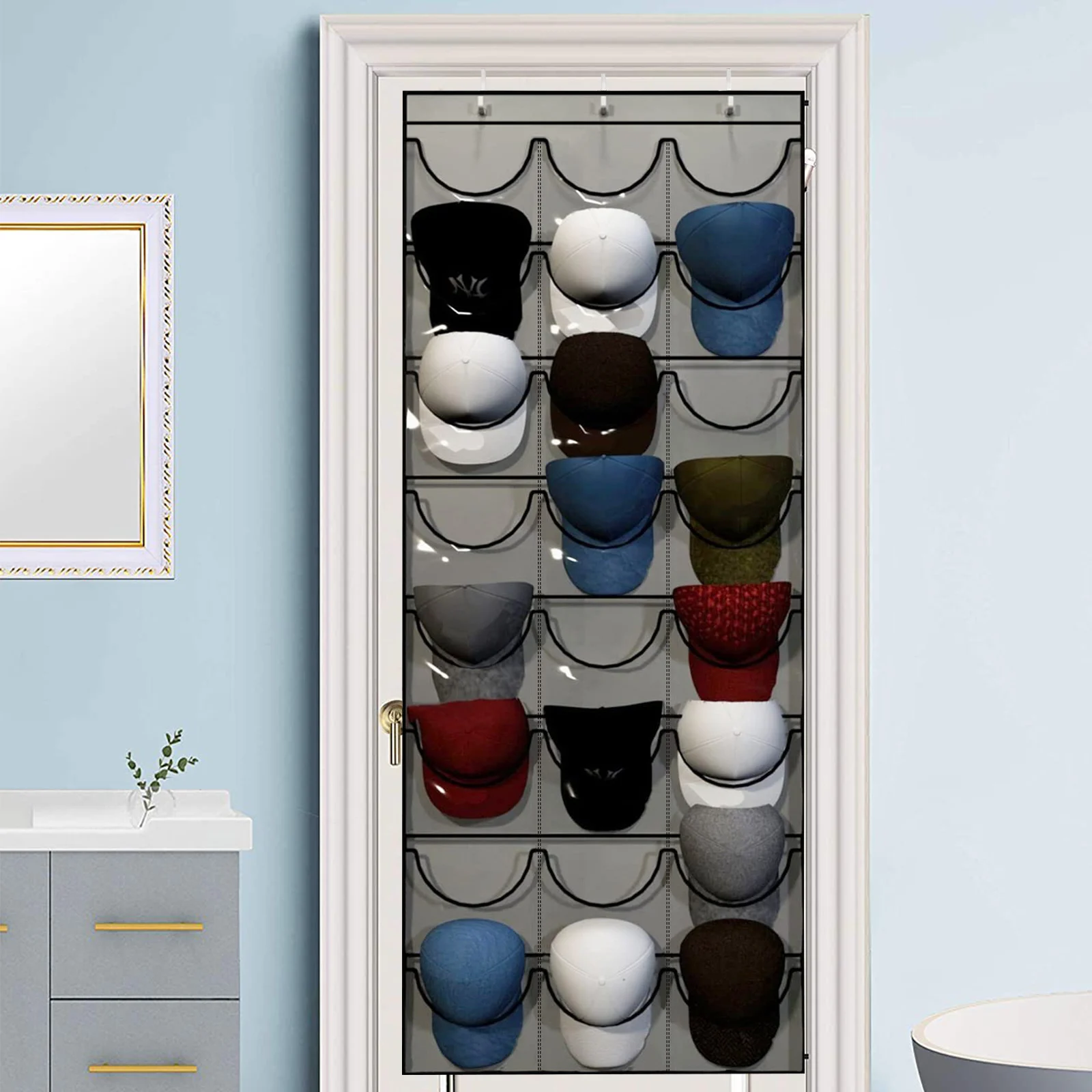 

Door Back Hook Hanger Portable Coat Rack for Baseball Cap Hat Holder Home Organizer Storage Lanyard Without Nails