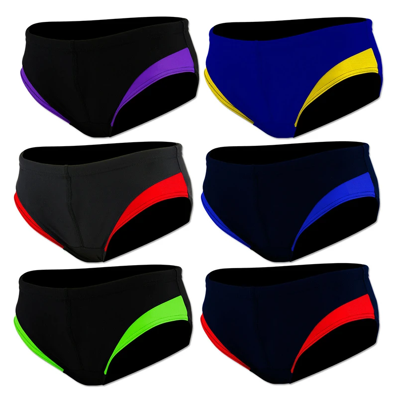 

Men Breathable Swimwear Splicing color Swimwear Beachwear Surf Low Waist Running Sports Swim Trunks 2021