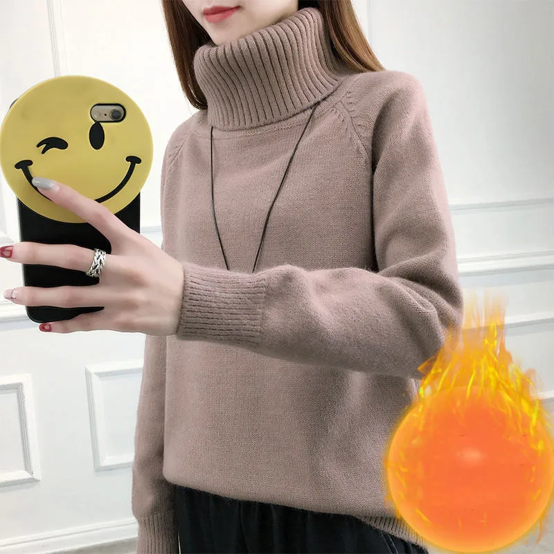 2019 зимние женские корейские свободные бархатные плотные вязаные пуловеры свитер