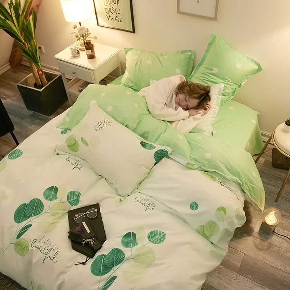 Серый лист перо постельное белье набор дома плоский пододеяльник наволочка один