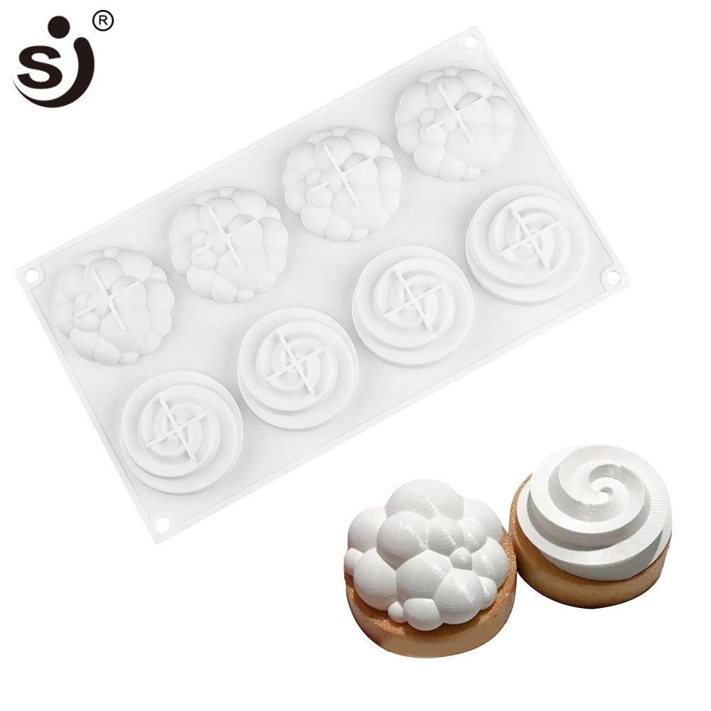 

8 Cavity Cloud Silicone Cake Mold Spiral Chocolate Brownie Mousse Mould Muffin Pastry Tray French Dessert Pan Baking Toolare