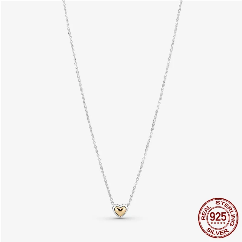 

Genuine 925 Sterling Silver Yellow Translucent Love Heart Pendant 2021 New Design Necklace Jewelry