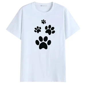2021 Summer Footprint O-neck Cheap Tee Fashion Aesthetic White T-Shirt 90s Cute Art Tee Hipster Short Sleeve streetclothing