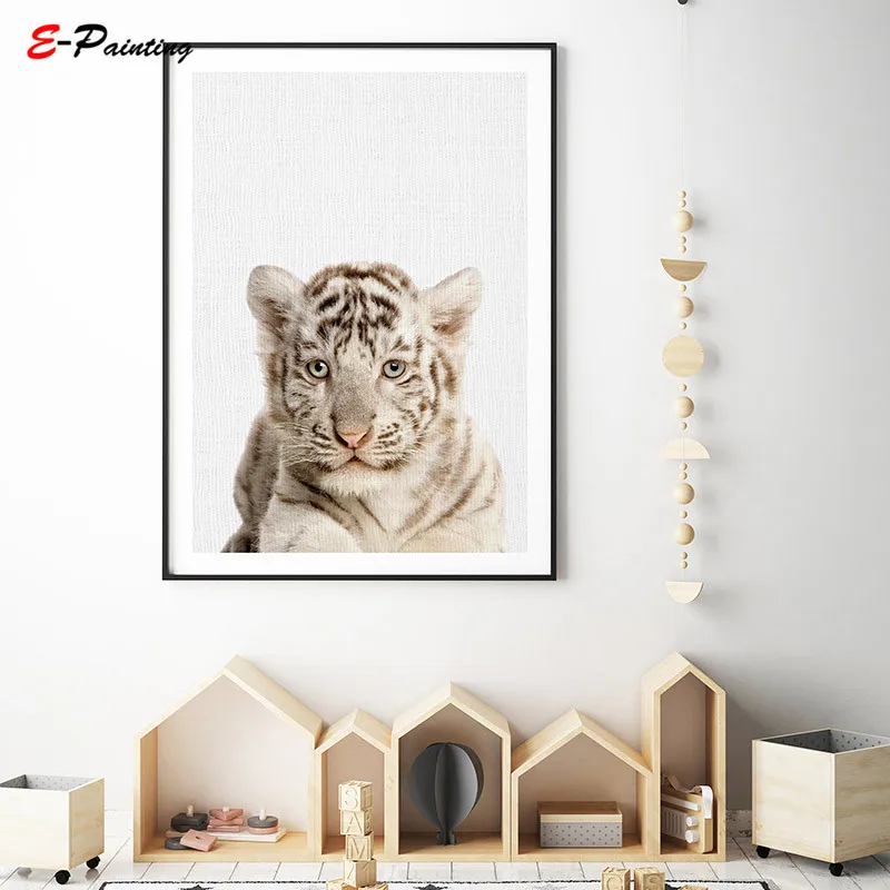 Современная Картина на холсте с изображением тигра декор для детской комнаты