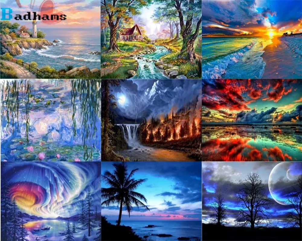 Алмазная 5D Вышивка крестиком картина сделай сам с изображением моря пляжа