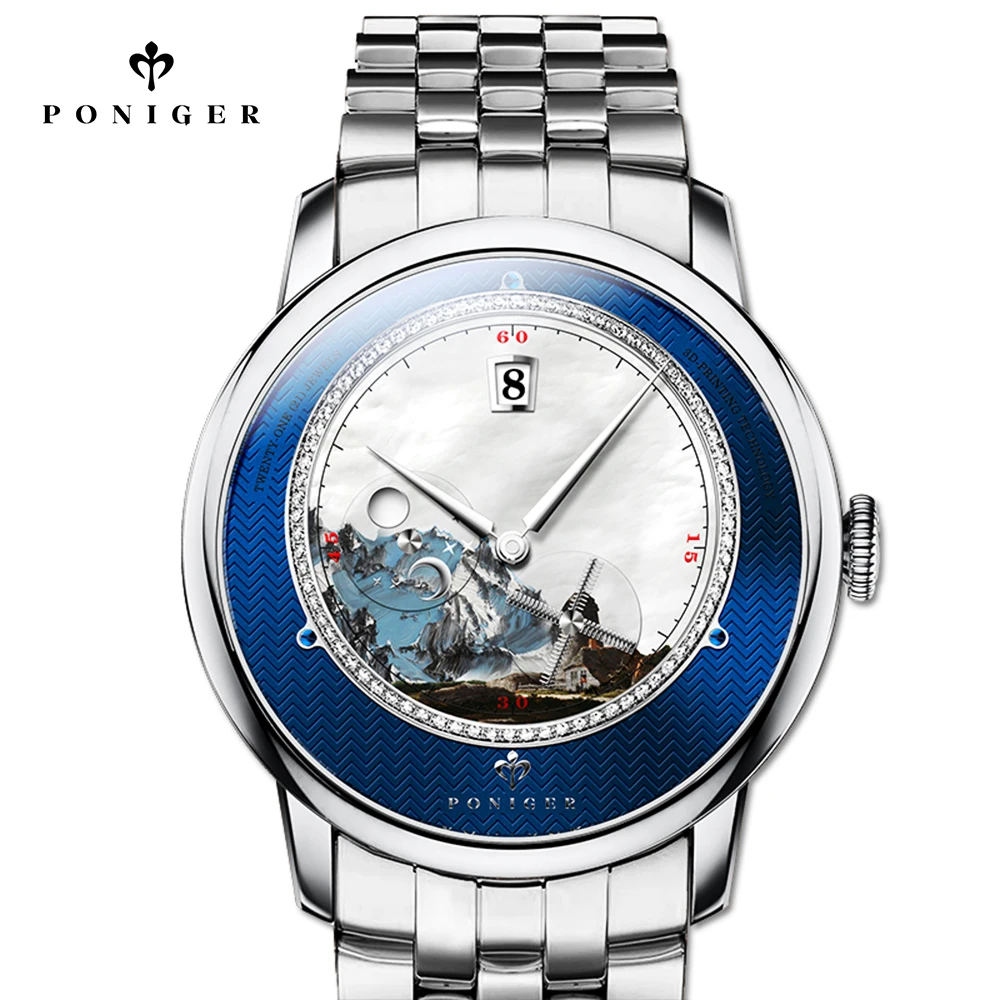 Мужские механические часы Poniger оригинальный дизайн автоматические мужские