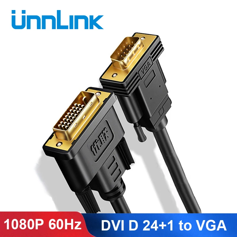 

Unnlink Active DVI to VGA Adapter FHD 1080P 60Hz DVI D 24+1 to VGA Digital Adapter Converter Cable For Laptop Host Graphics Card