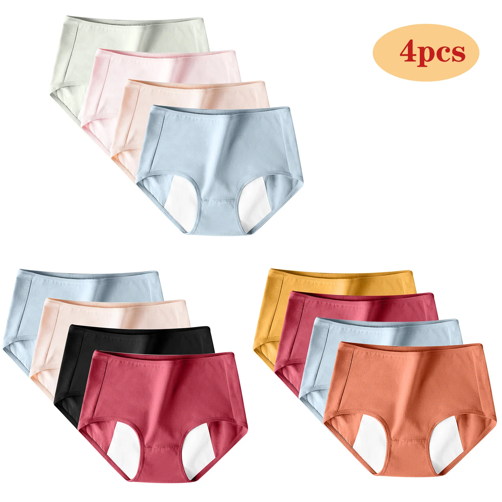 

4pcs/Set Menstrual Panties Women Sexy Pants Leak Proof Incontinence Underwear Period Proof Briefs High Waist Female Dropshipping
